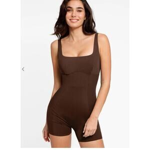 Popilush Shapewear Square Neck Strappy Romper Brown sz M suit